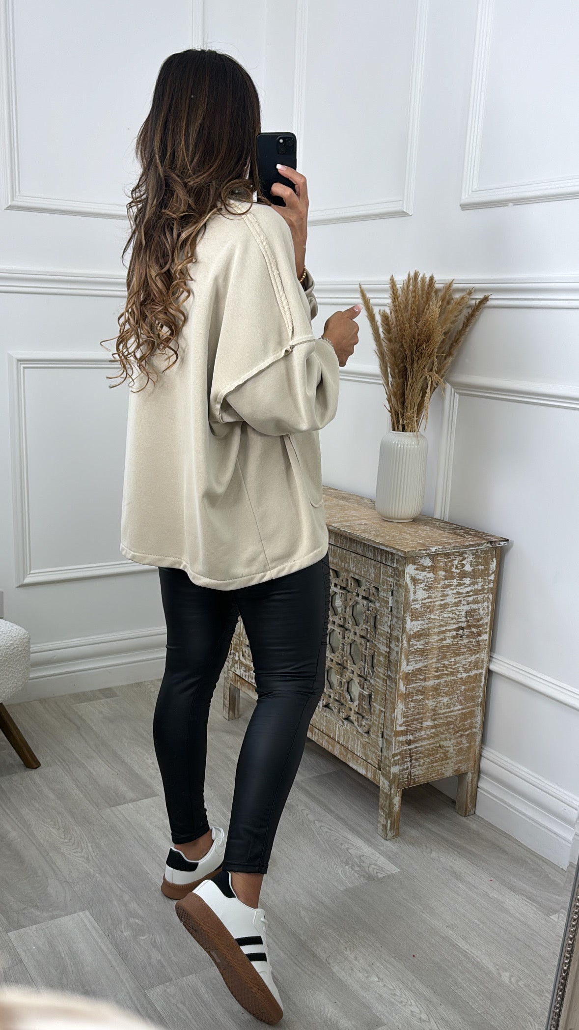 Mariana Taupe Gold Button Cardigan