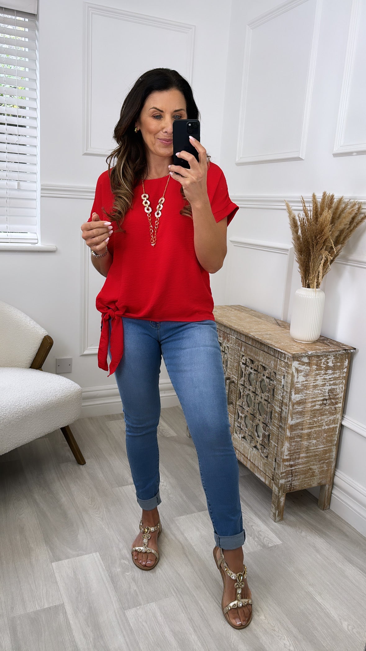 Bernadette Summer Red Side Knot Top