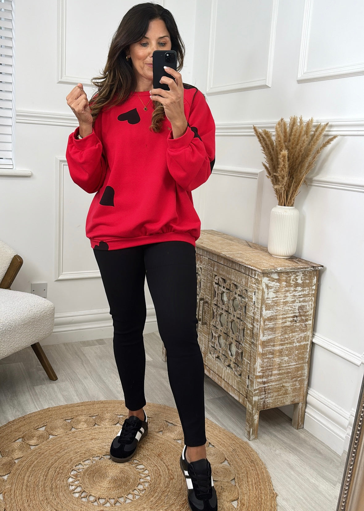 Barbara Red Black Heart Sweatshirt