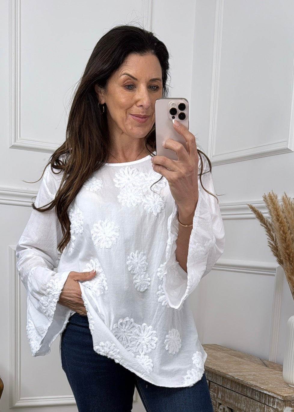 Robyn White Embroidered Blouse