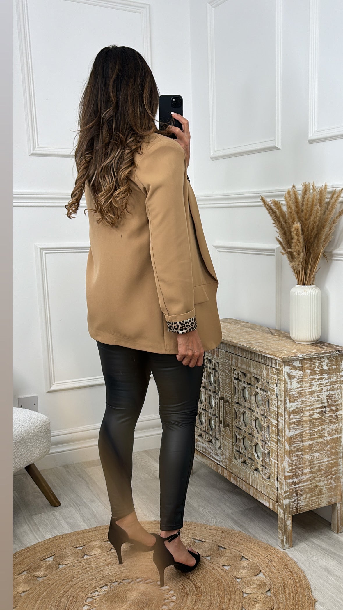 Roberta Camel Leopard Lined Blazer