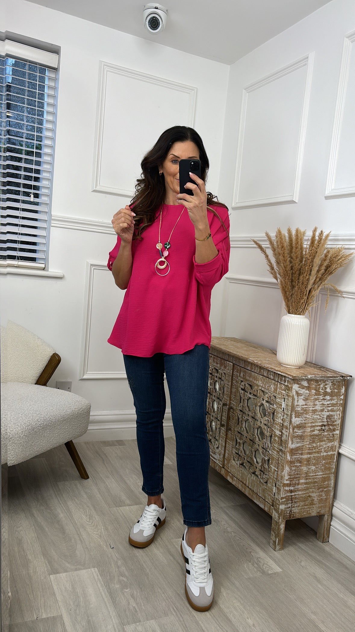 Charlie Fuchsia Necklace Blouse