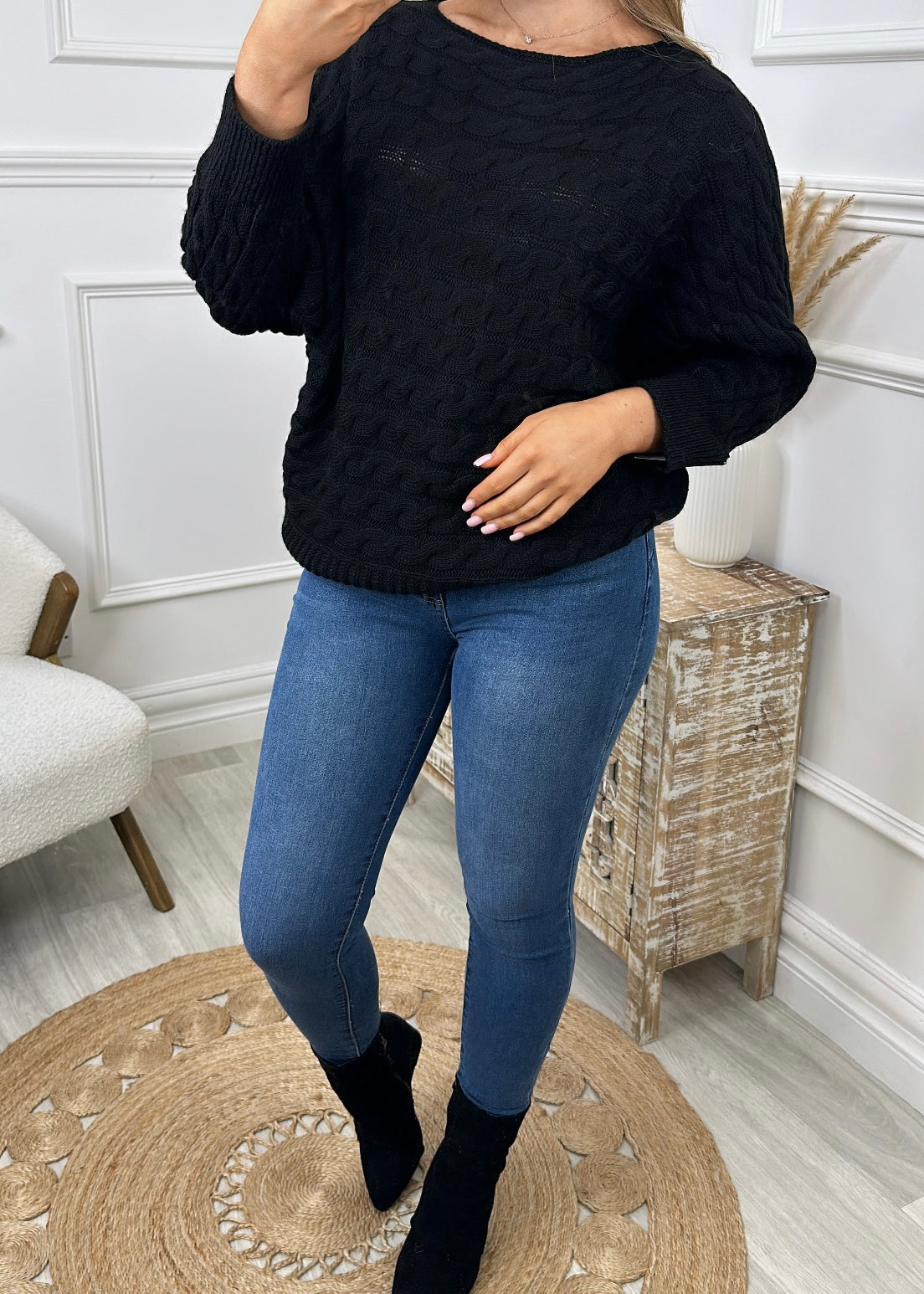 Marissa Black Cable Knit Jumper