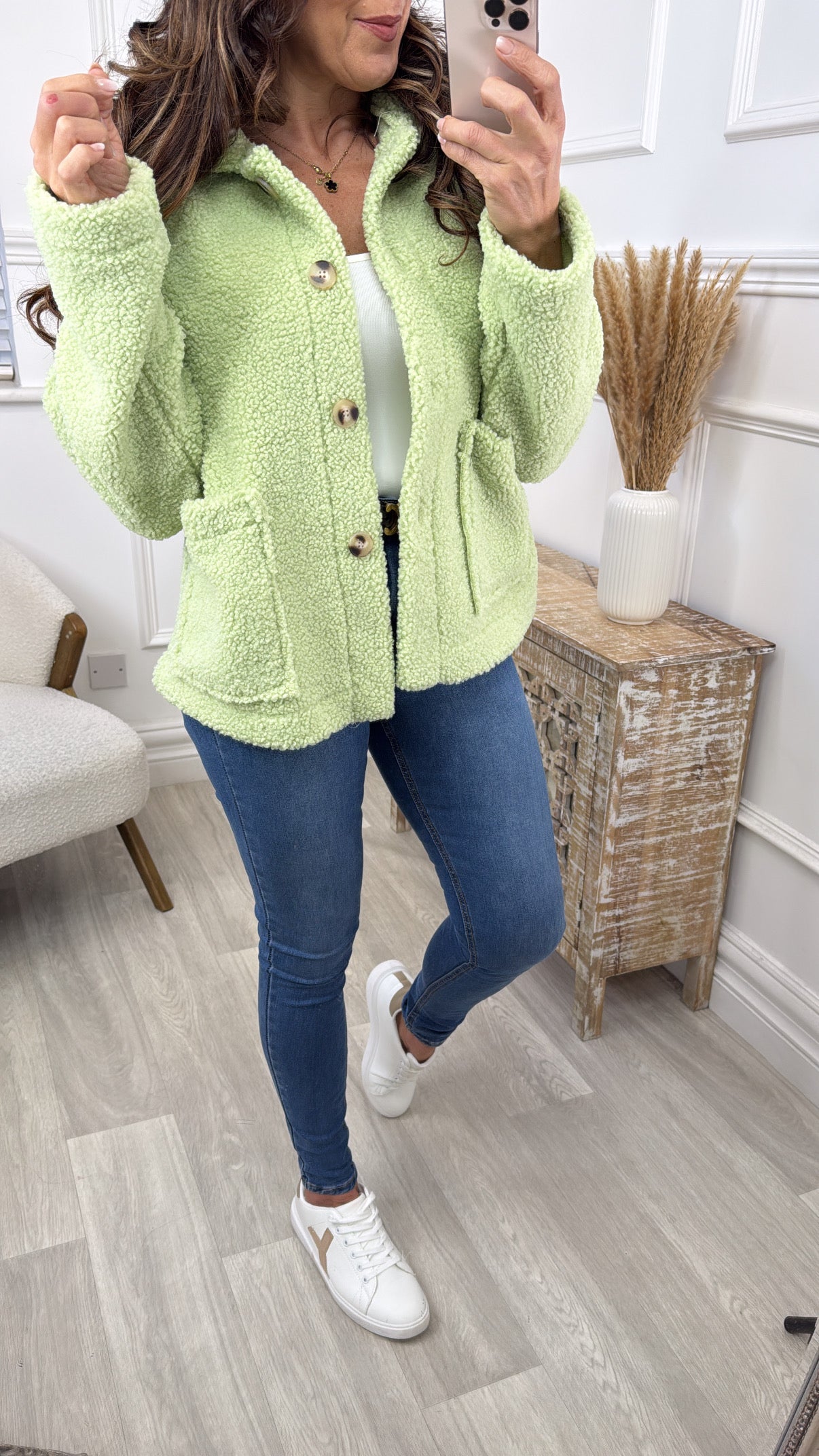 Stasia Green Teddy Fleece Jacket