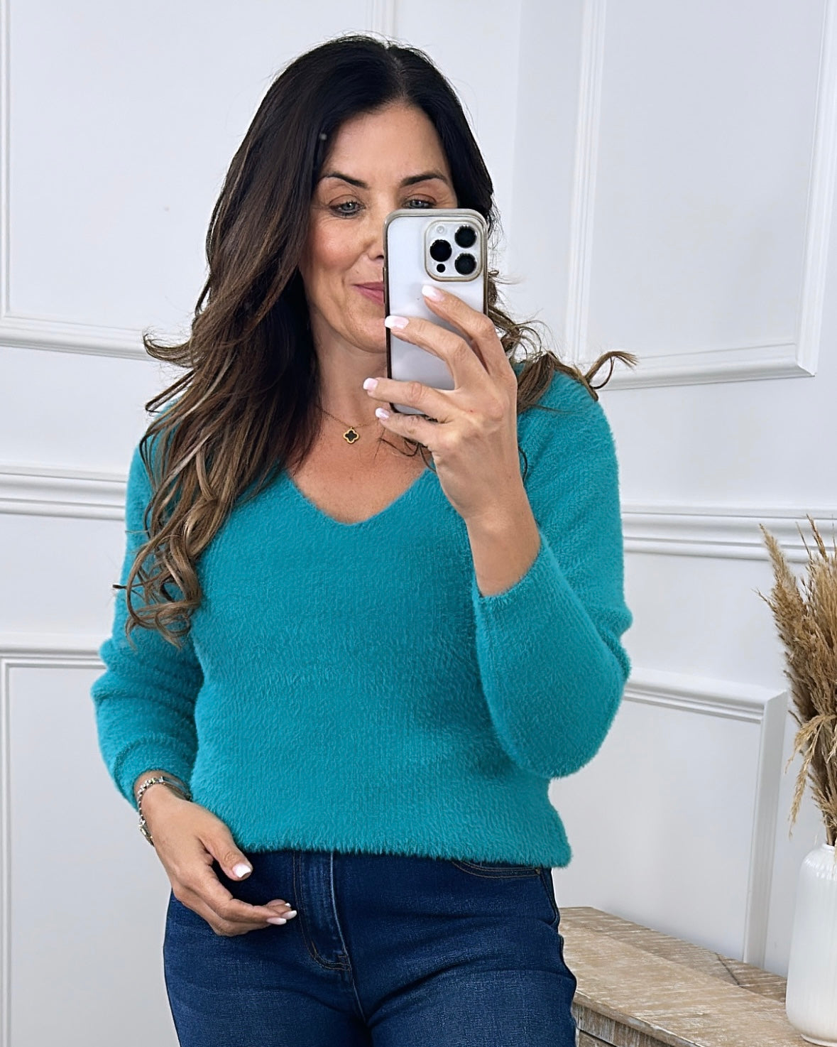 Felia Teal Fluffy Jumper