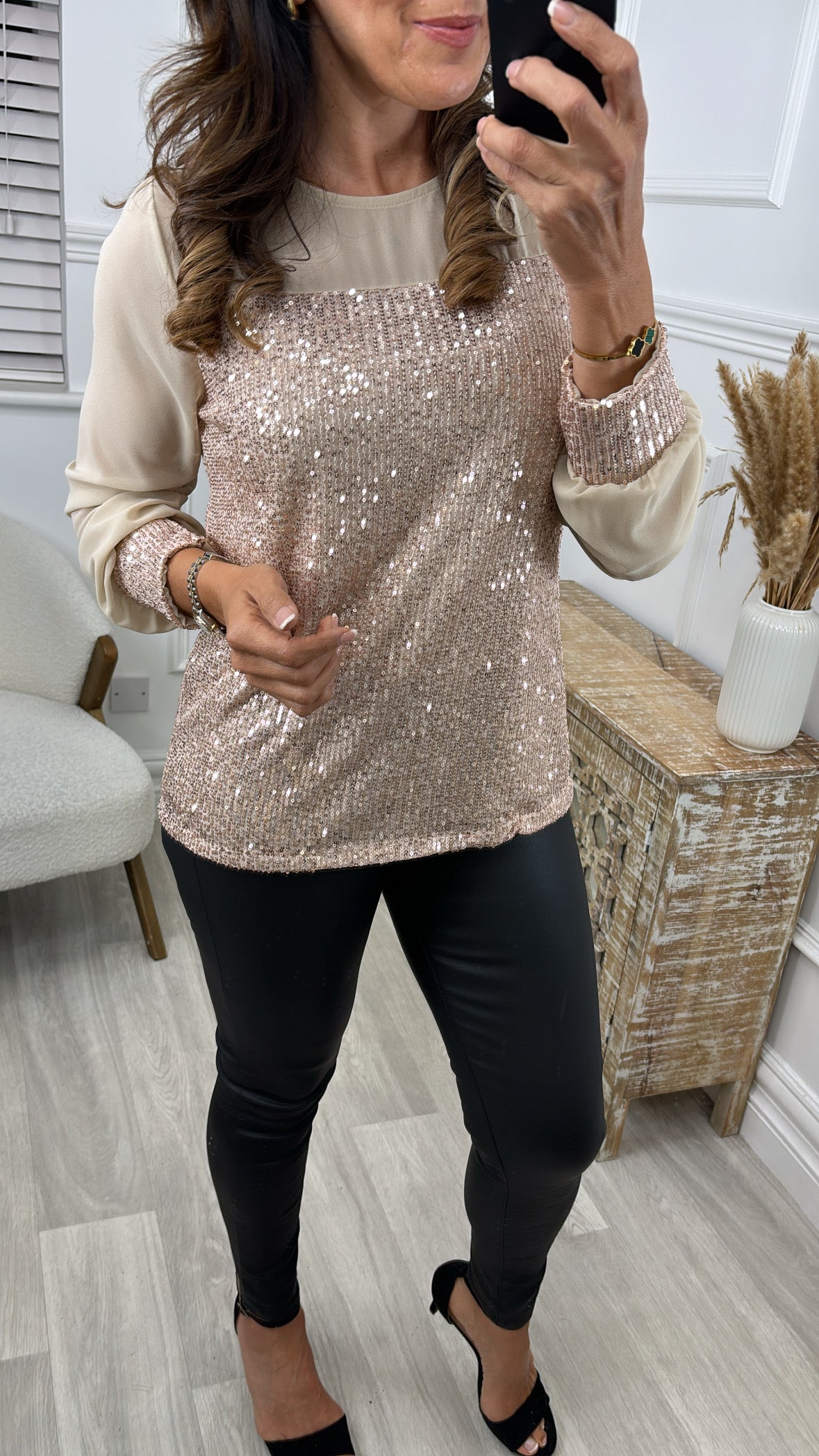 Toscany Champagne Sequin Blouse