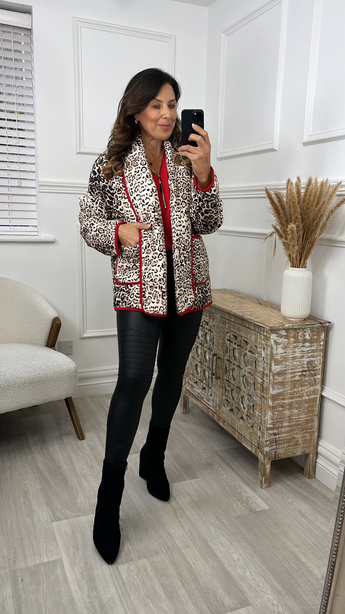 Gwenda Leopard Print Quilted Jacket