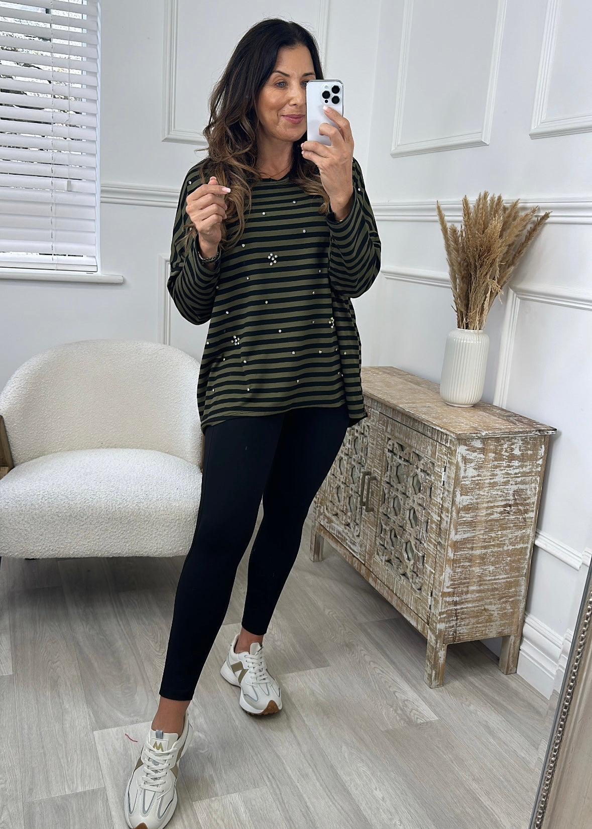 Devon Khaki Striped Pullover