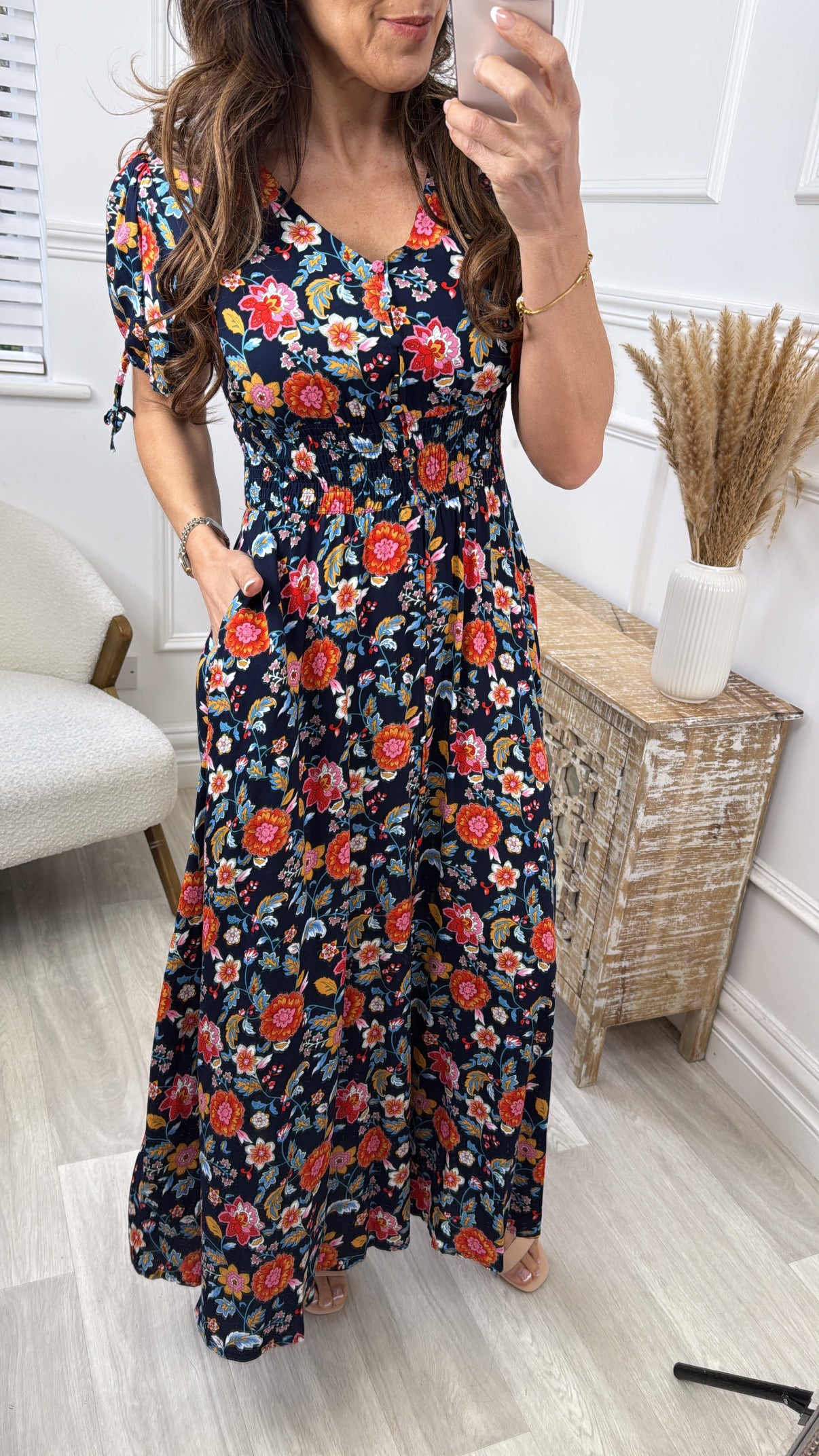 Lucienne Navy Floral Maxi Dress