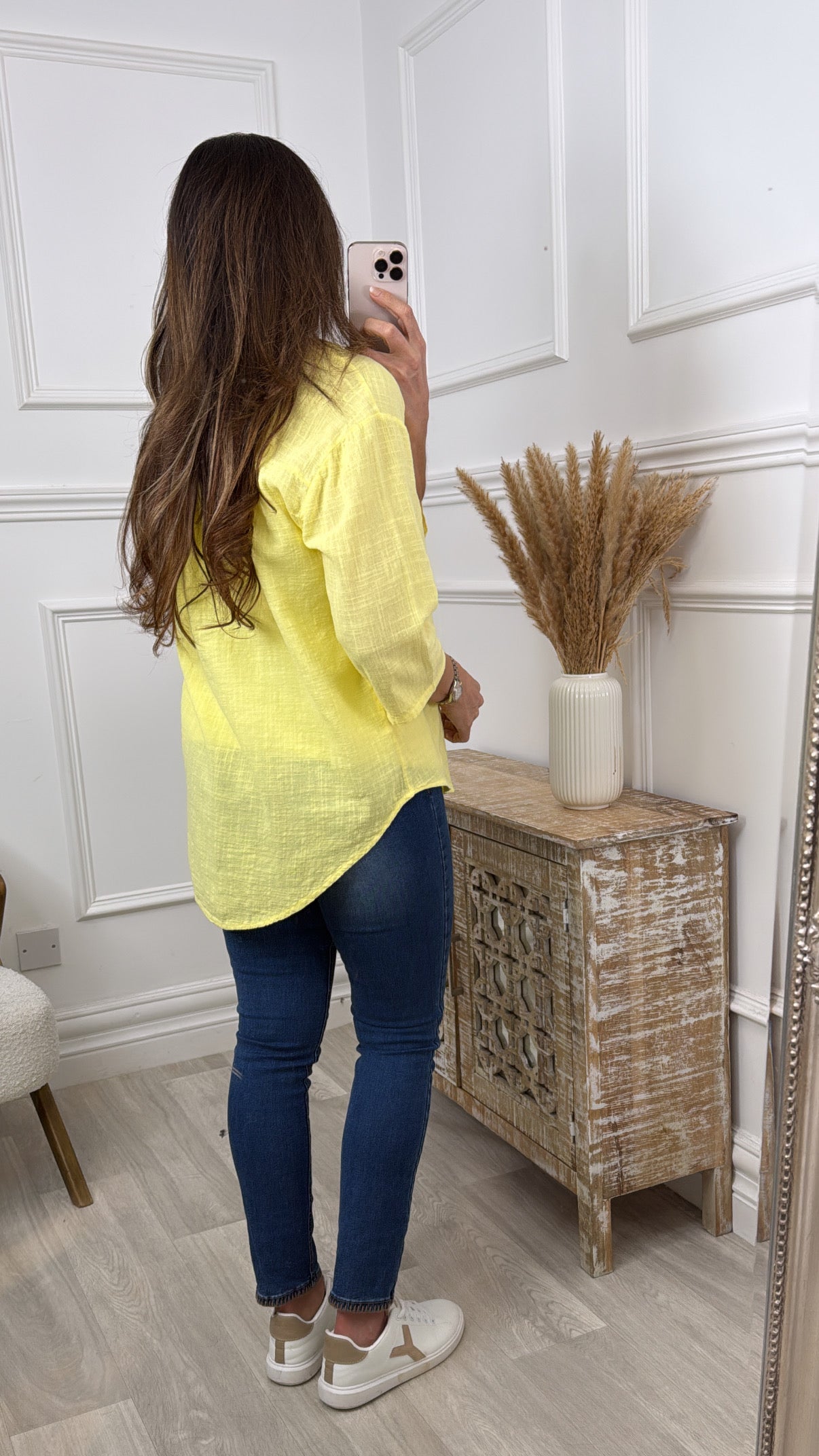 Kathleen Yellow Button Detail Top