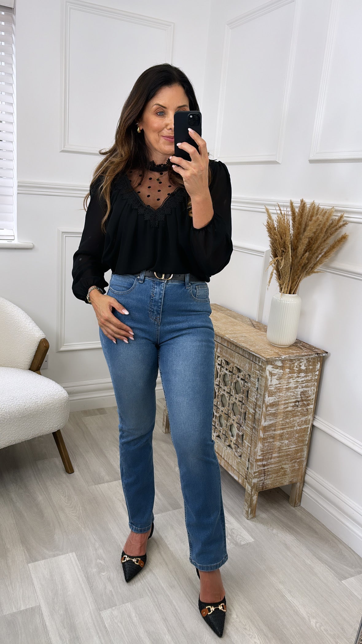 Paige Black Polka Dot Neck Blouse