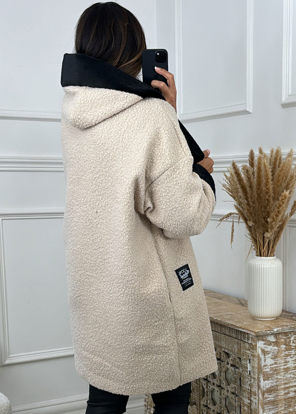 Meabh Beige Fur Detail Coatigan