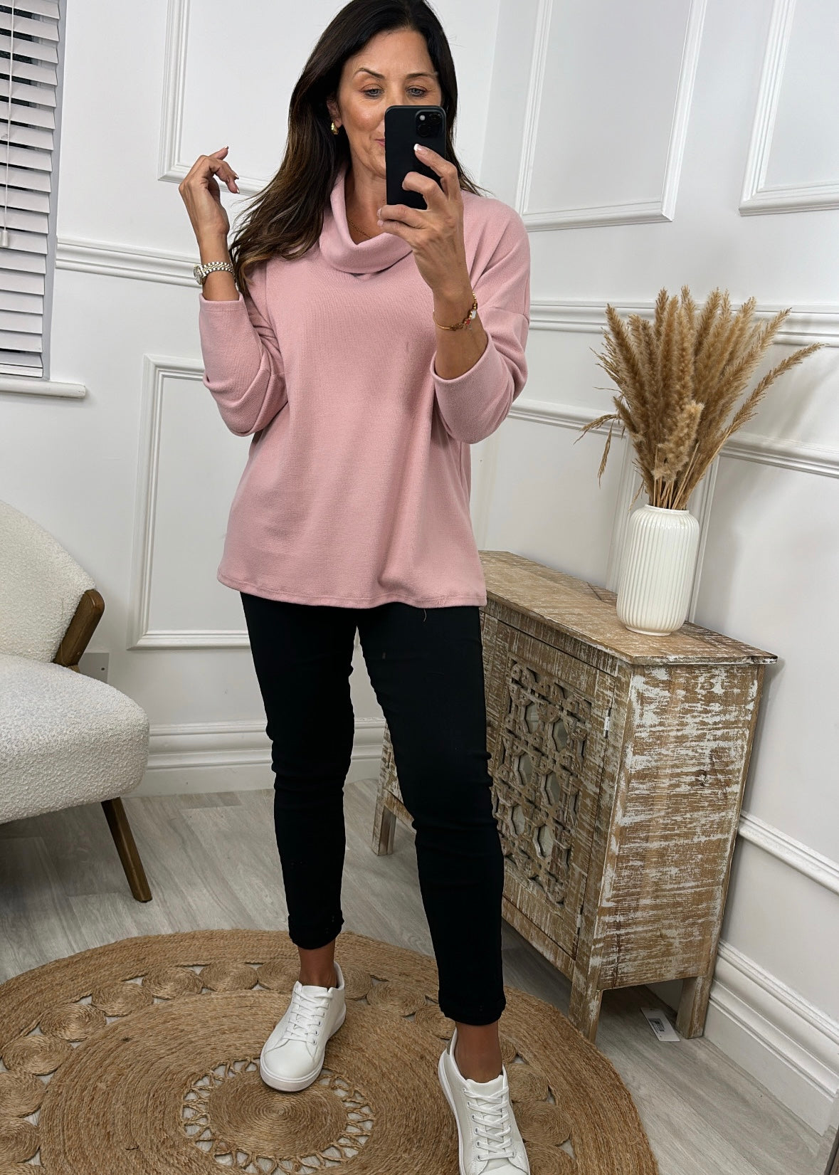 Natasha Pink Cowl Neck Jumper