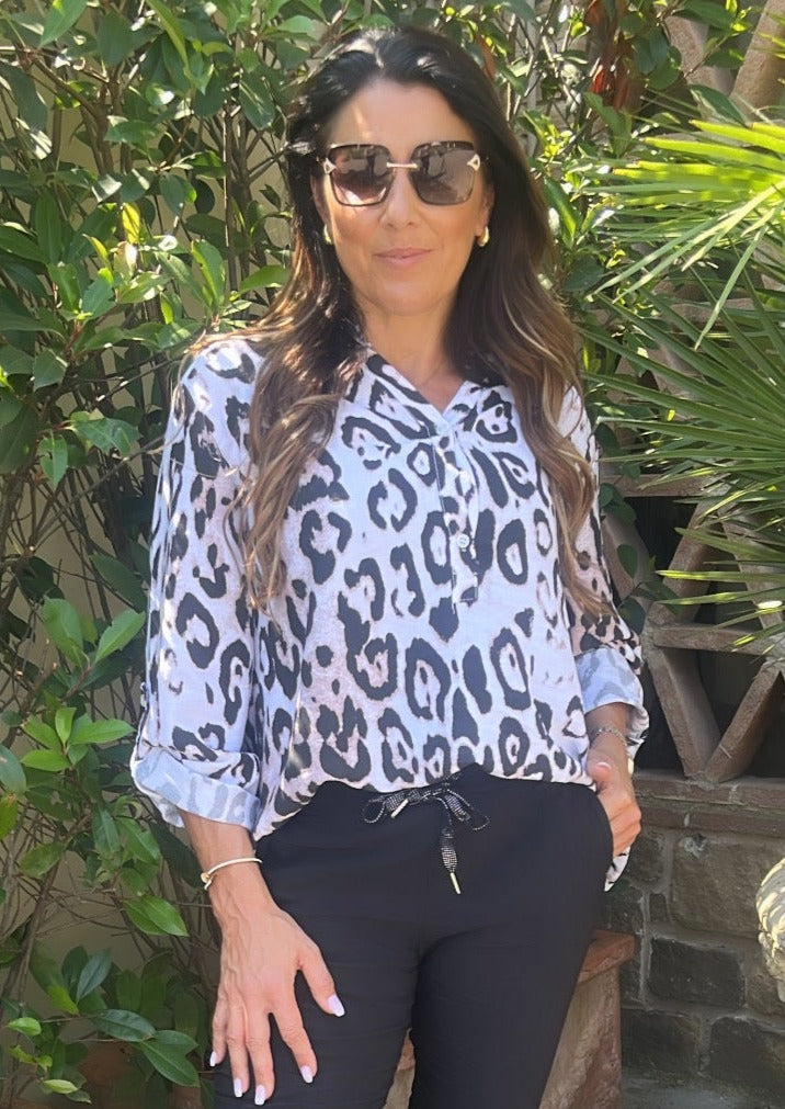 Evie White Leopard Print Blouse