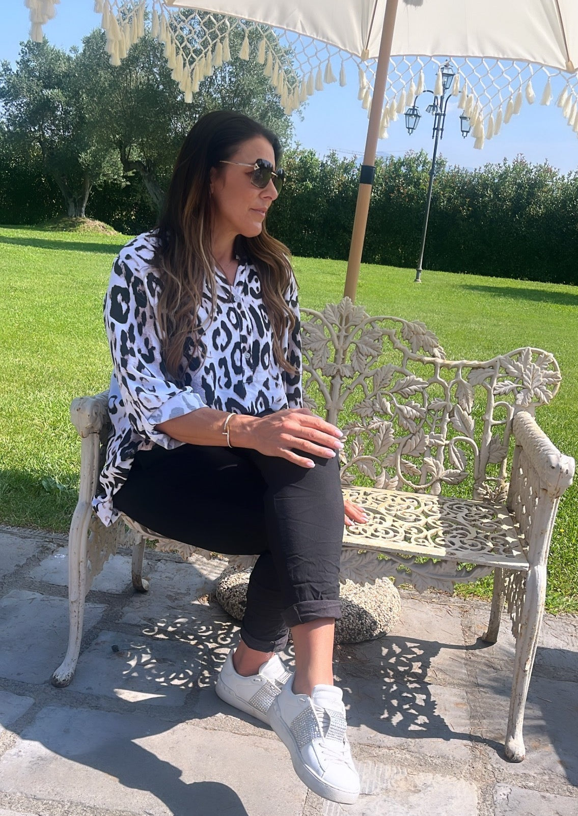 Evie White Leopard Print Blouse