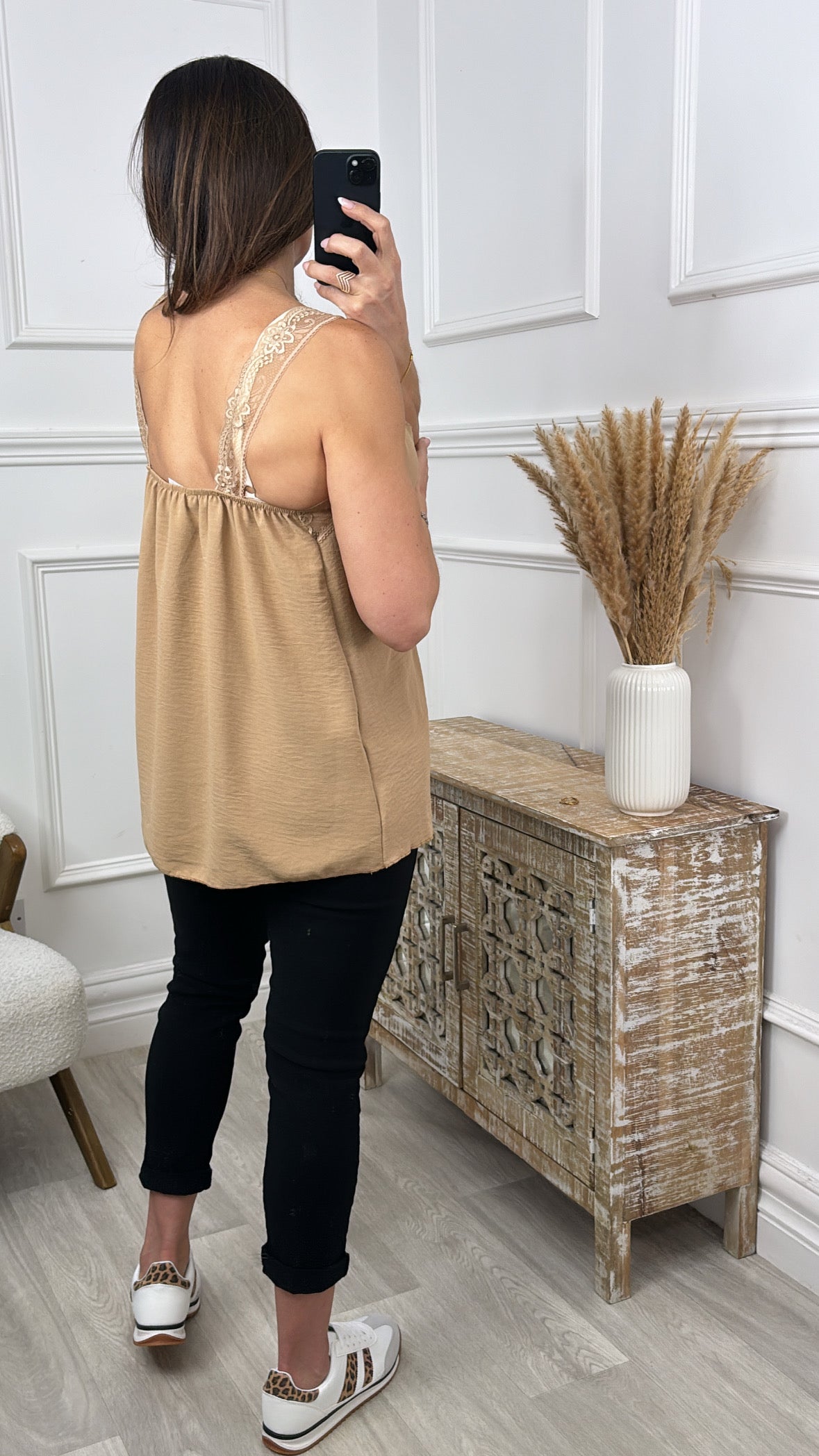 Golda Camel Lace Trim Cami