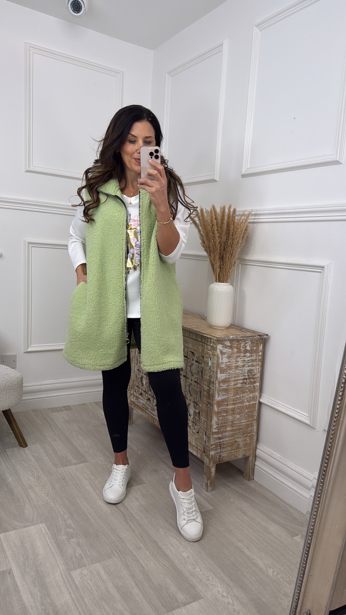 Ailish Green Teddy Fleece Gilet