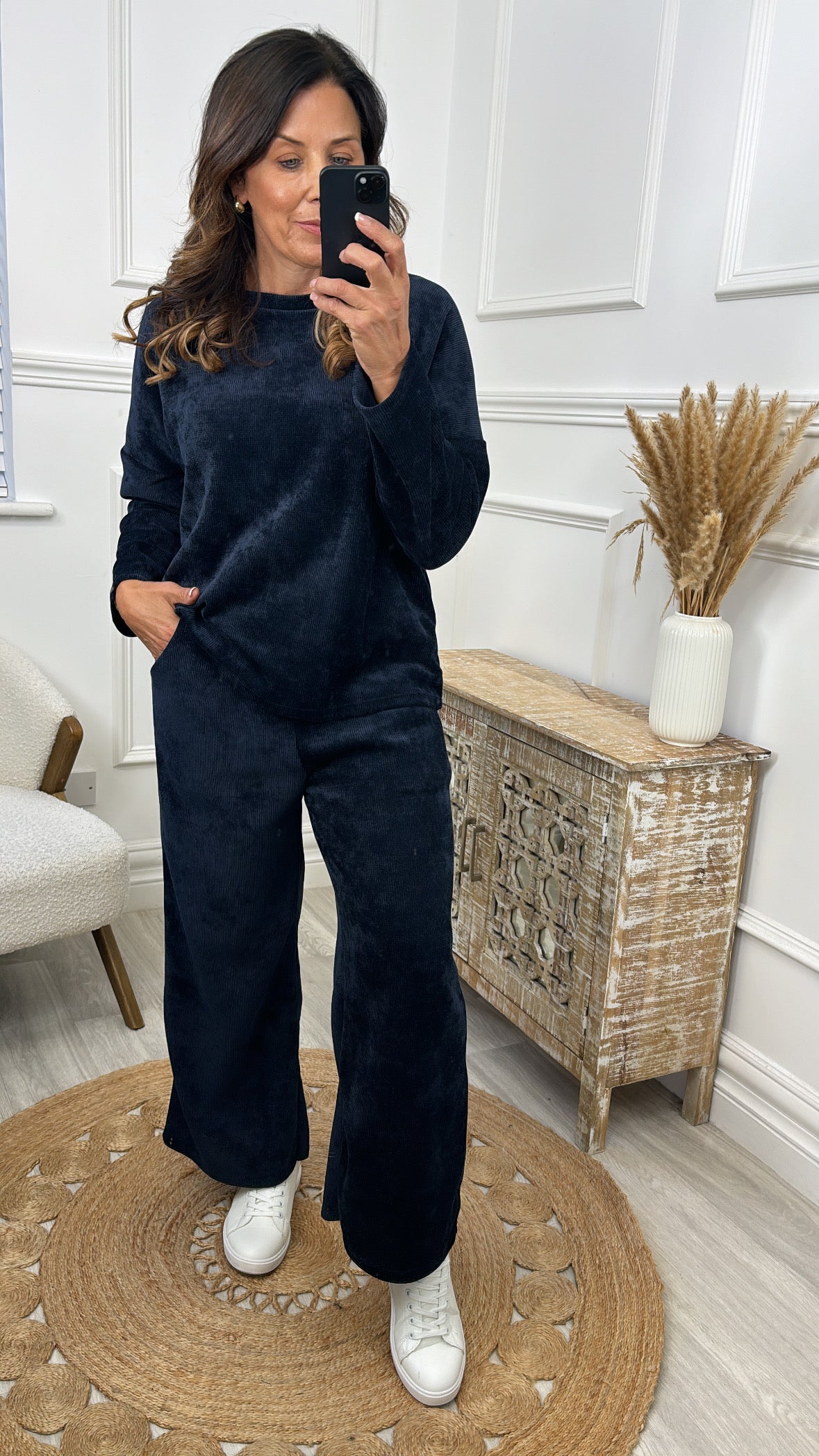 Brenda Navy Velour Set