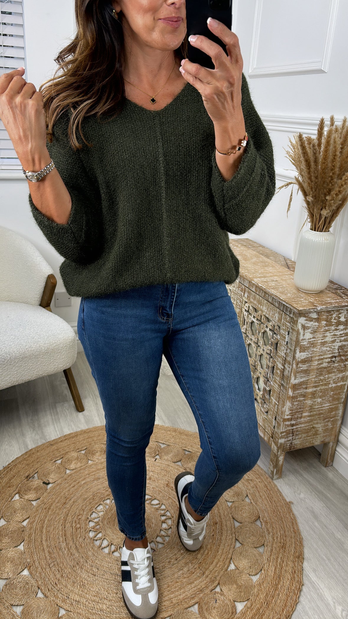 Aurelia Khaki Batwing Sleeve Jumper