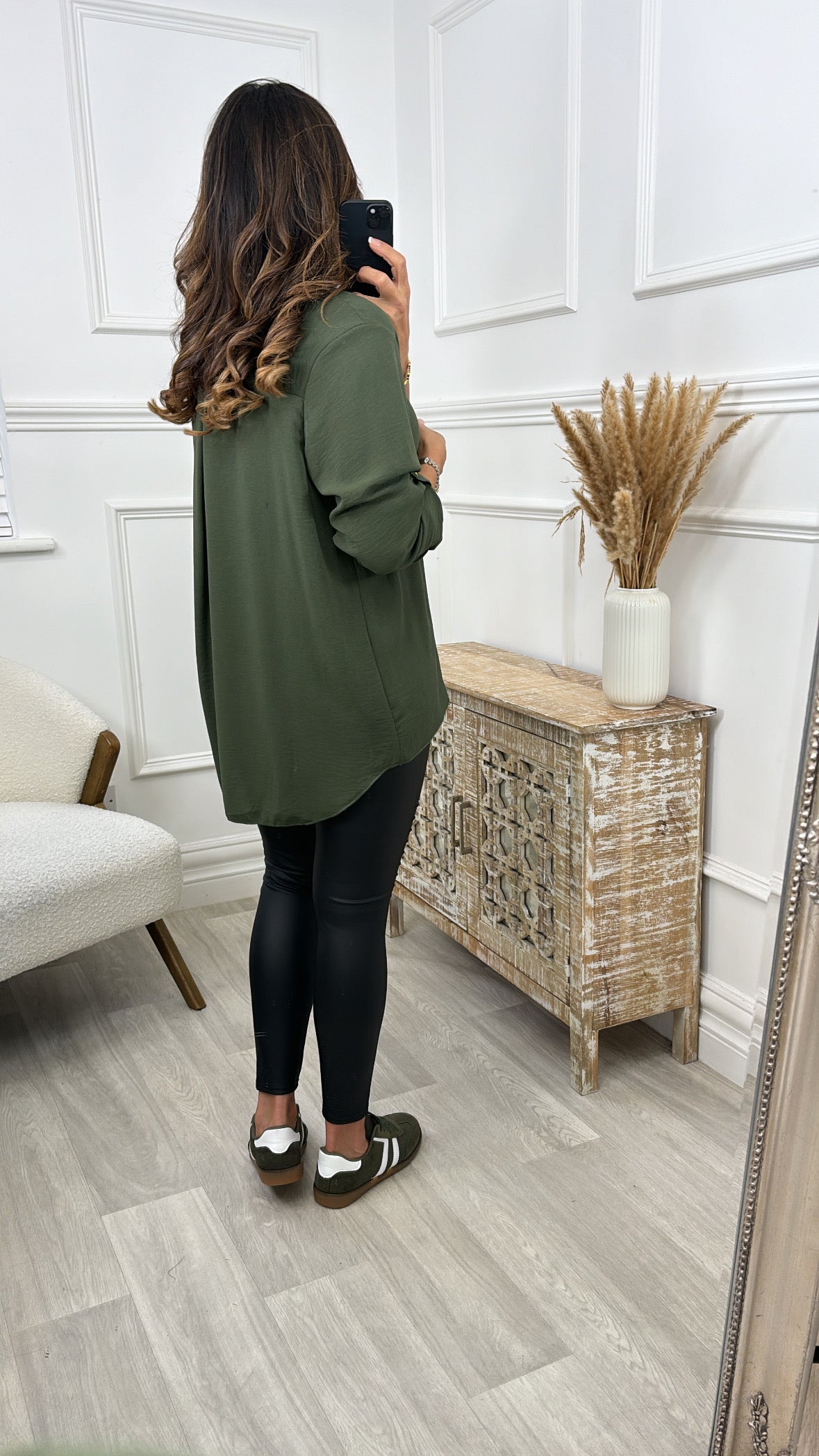 Jocasta Khaki Zip Detail Top