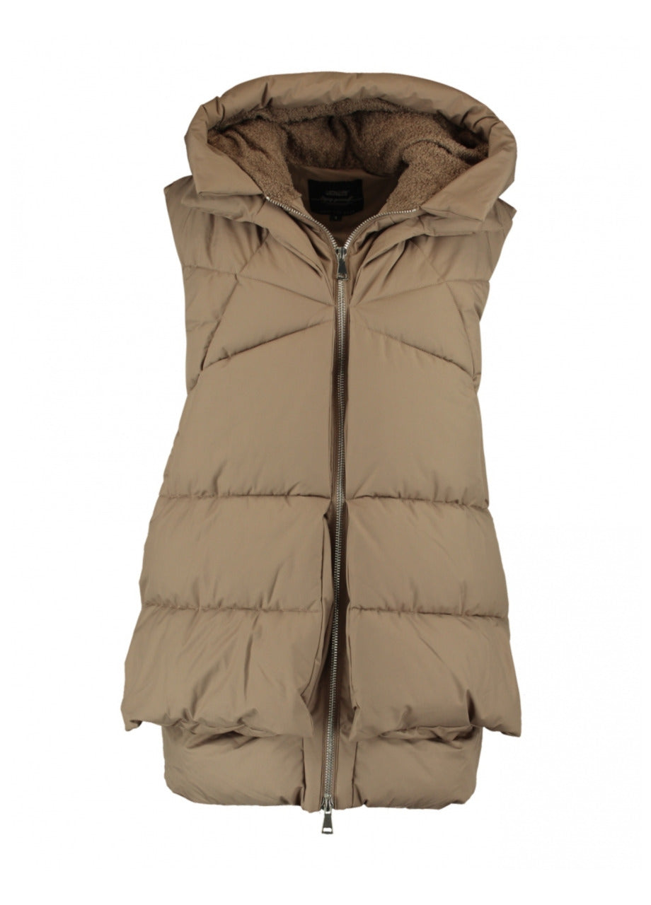 Liva Taupe Layered Puffer Gilet