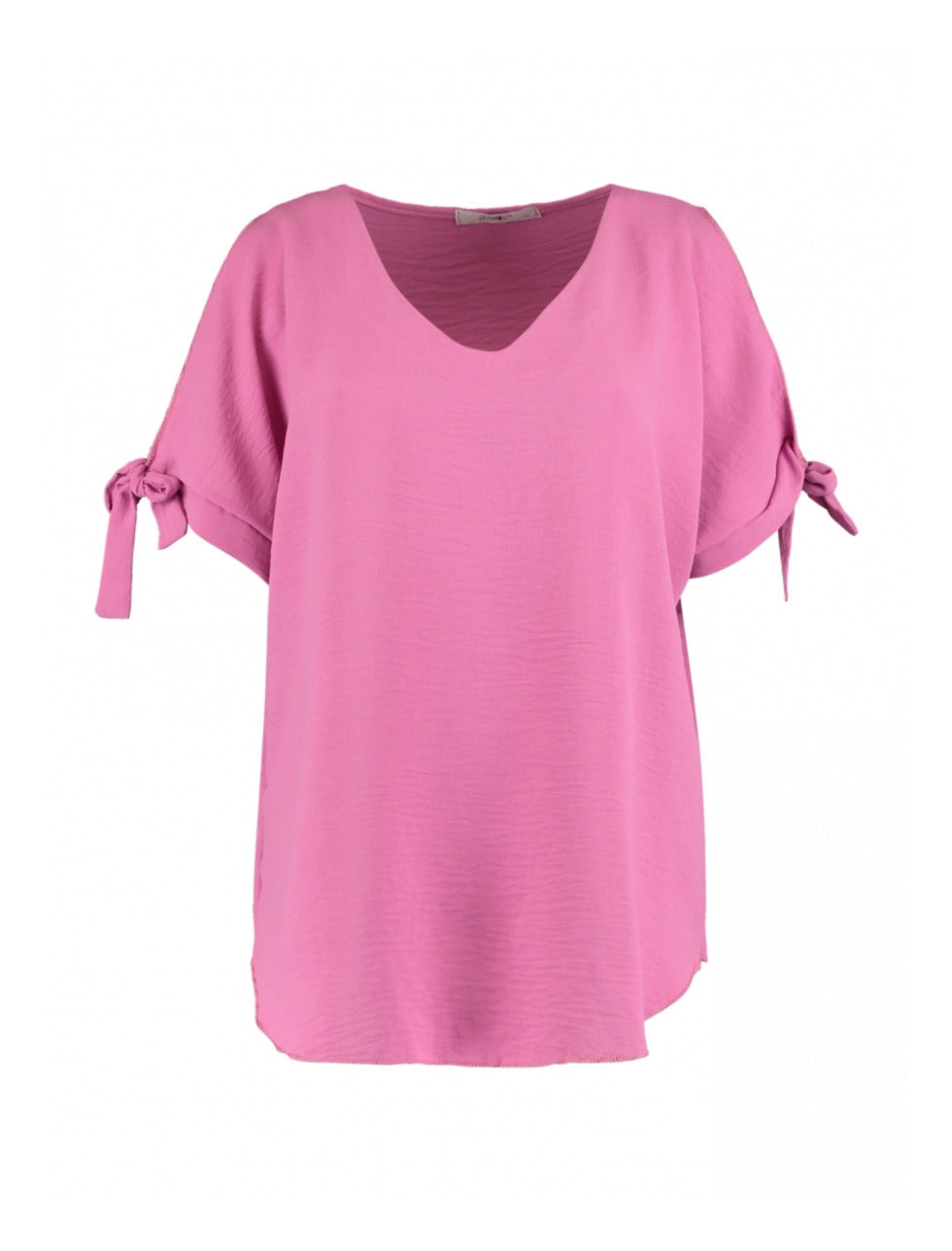 Selina Flamingo Pink Cold Shoulder Top