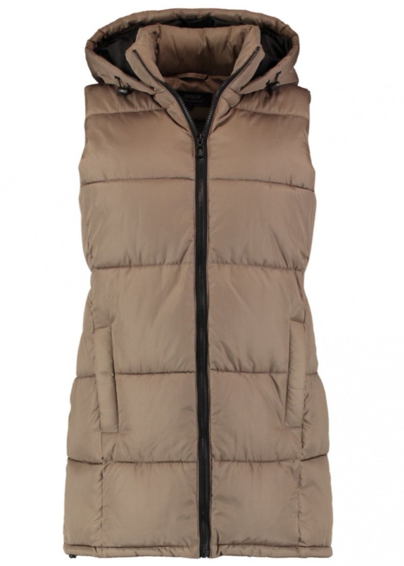 Lona Beige Toggle Waist Puffer Gilet