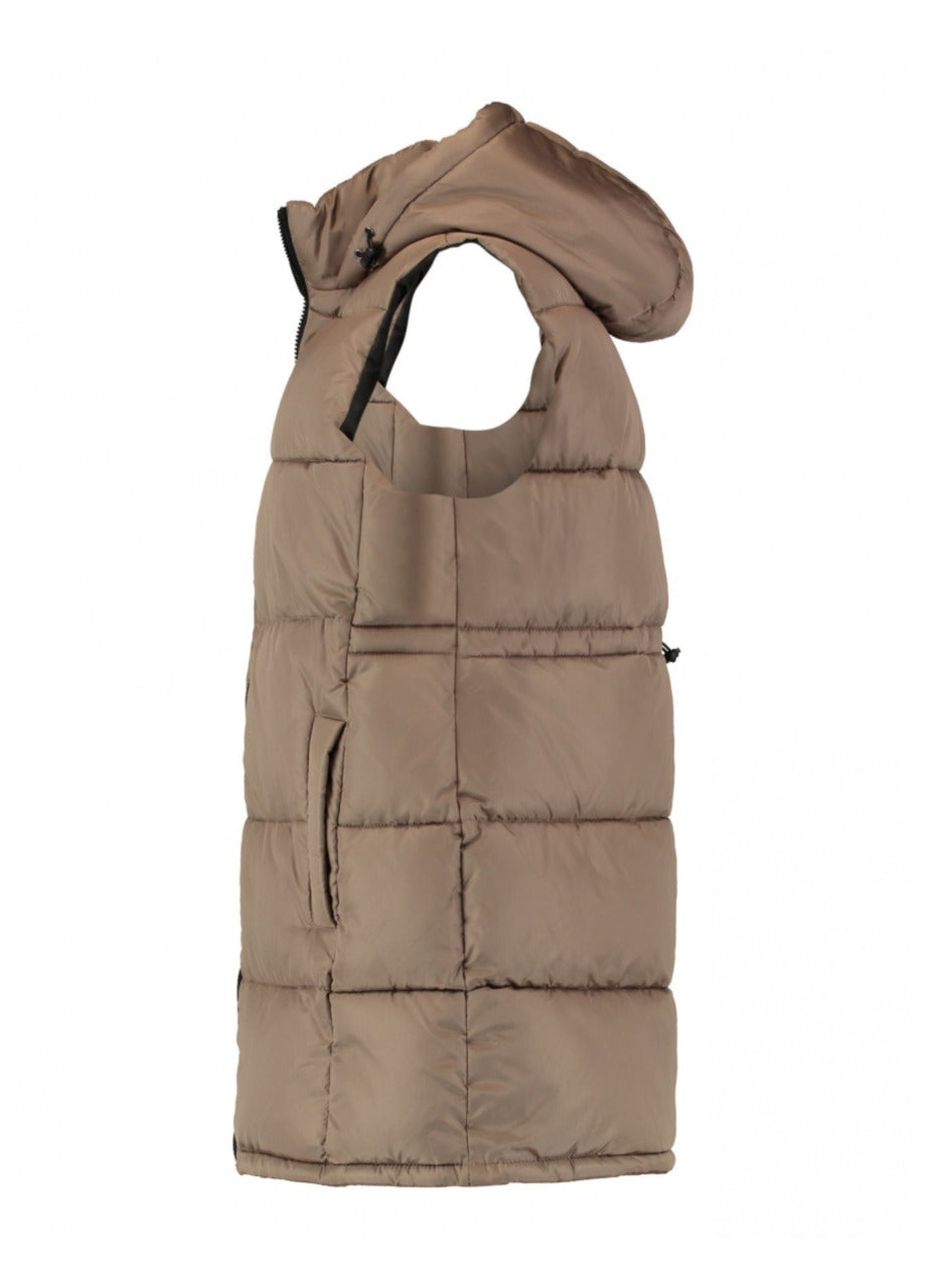 Lona Beige Toggle Waist Puffer Gilet