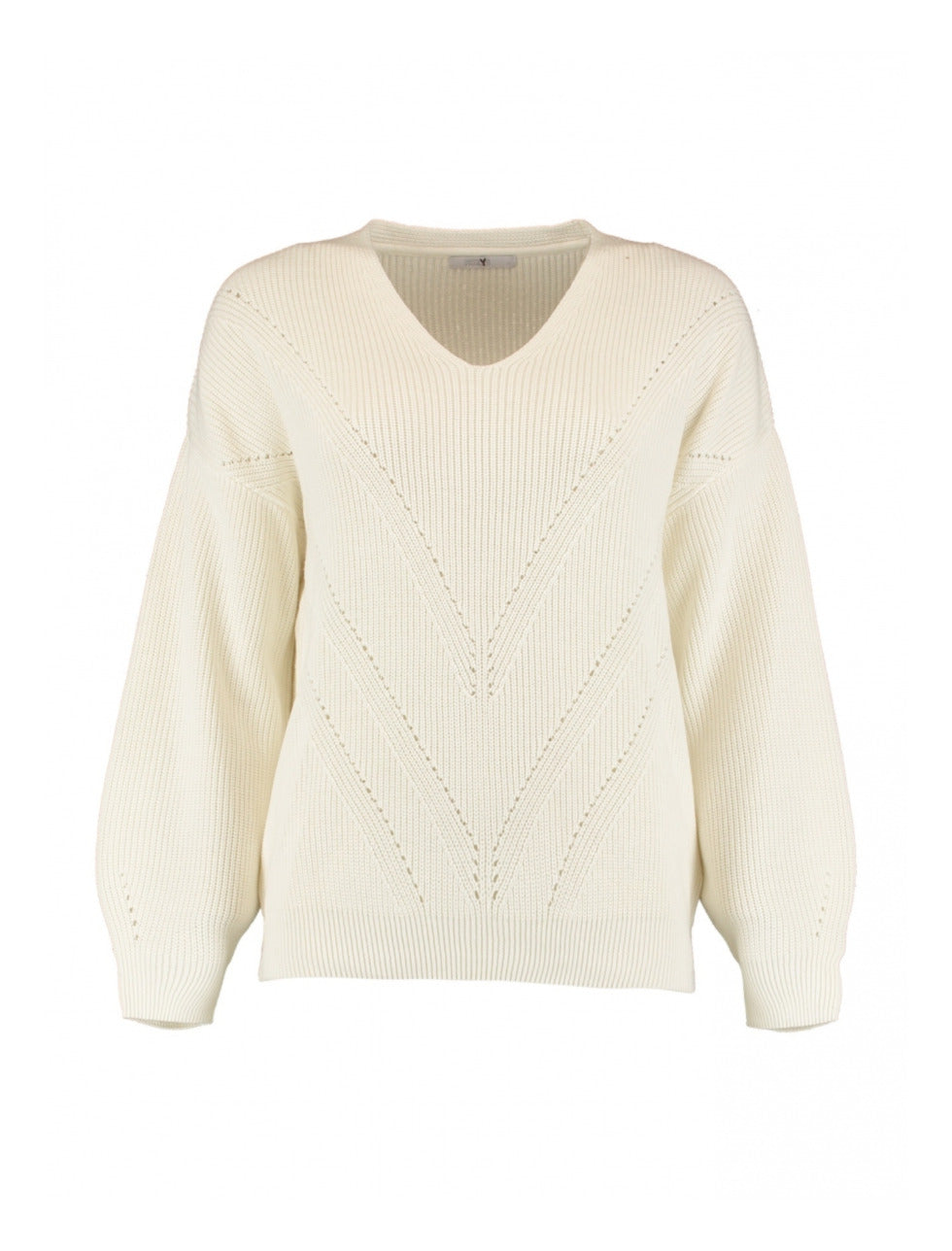 Nia Offwhite Chevron Knit Jumper