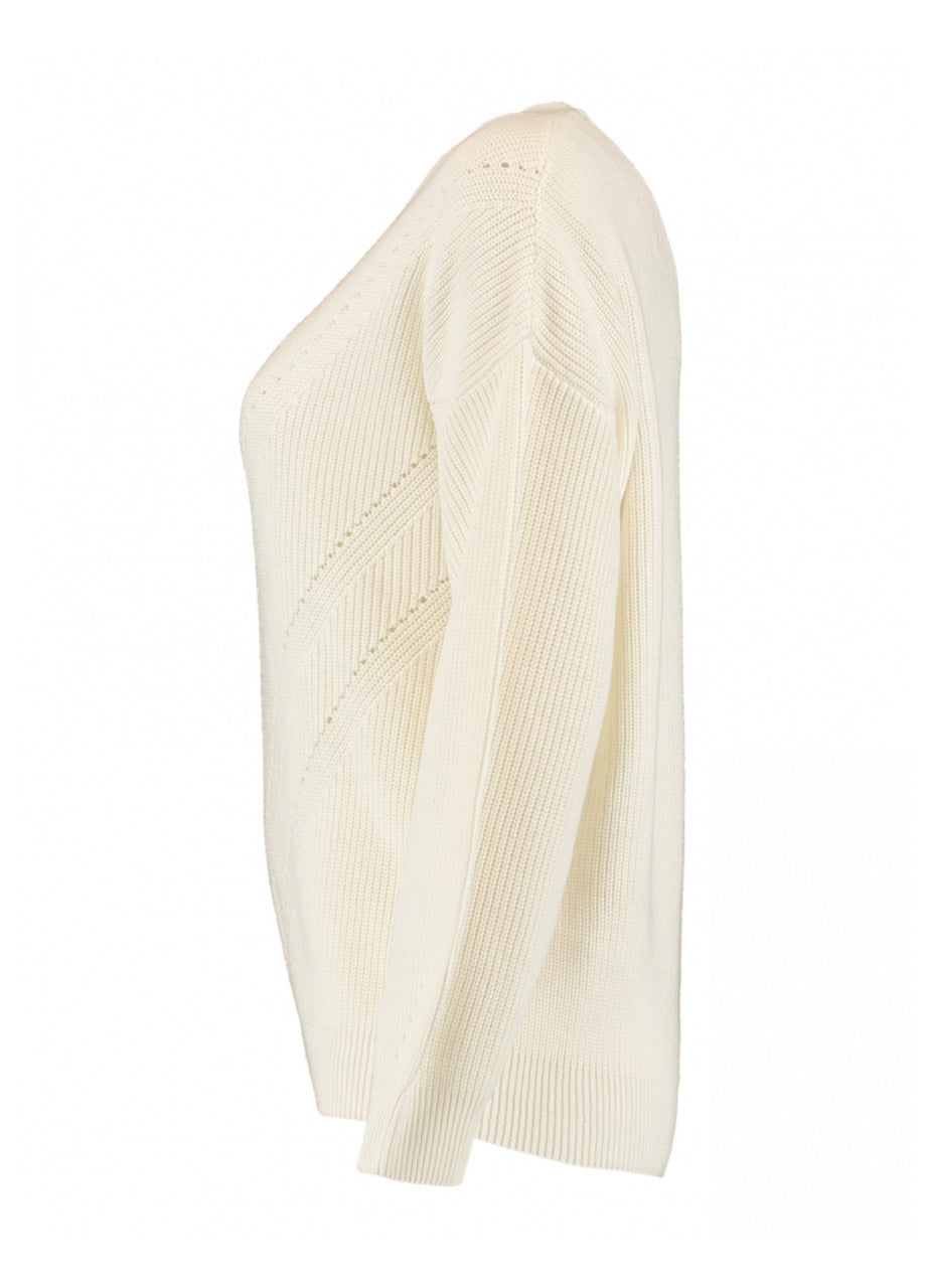 Nia Offwhite Chevron Knit Jumper