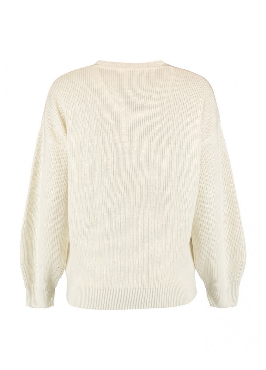 Nia Offwhite Chevron Knit Jumper