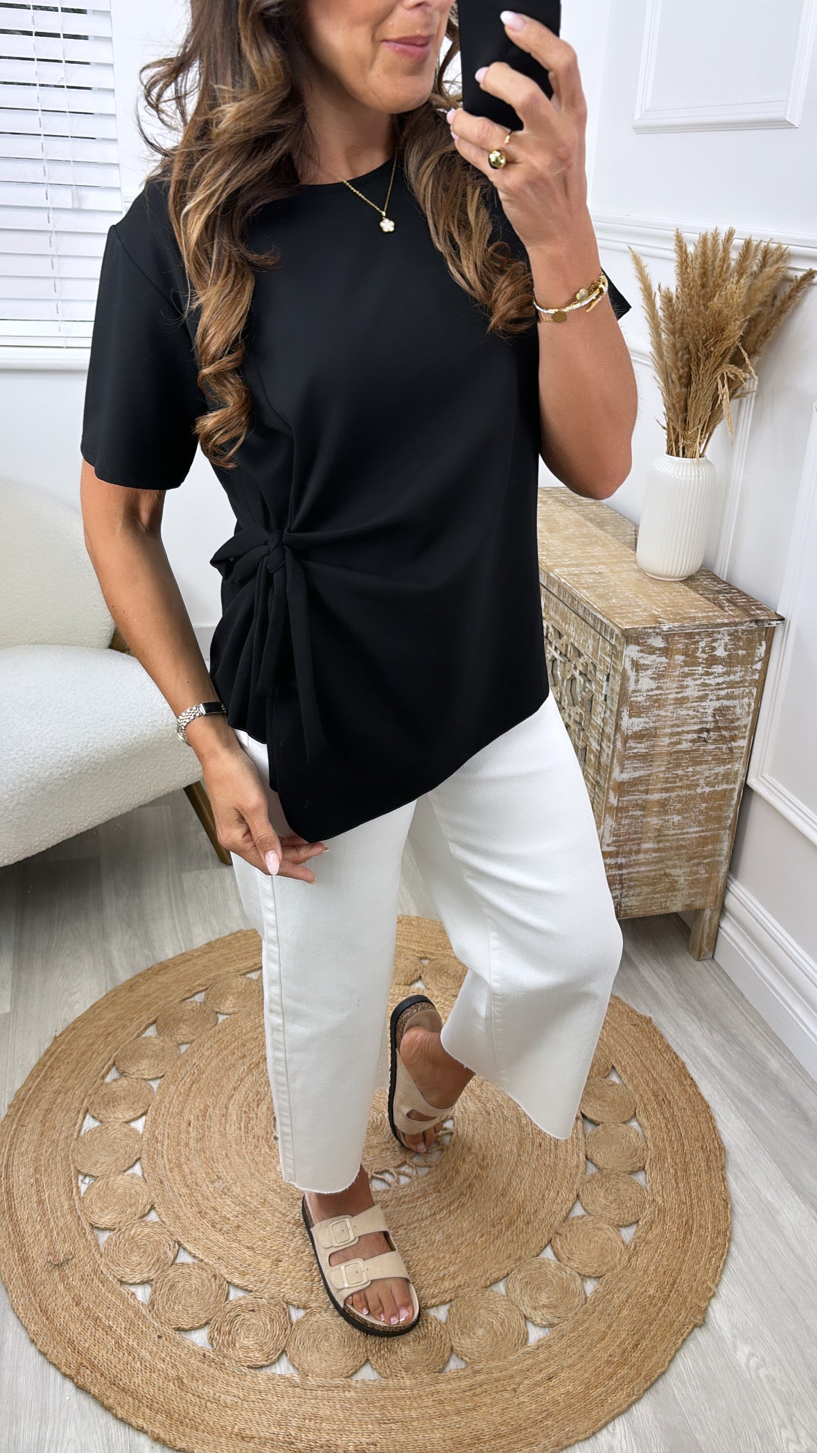 Holly Black Side Tie Blouse