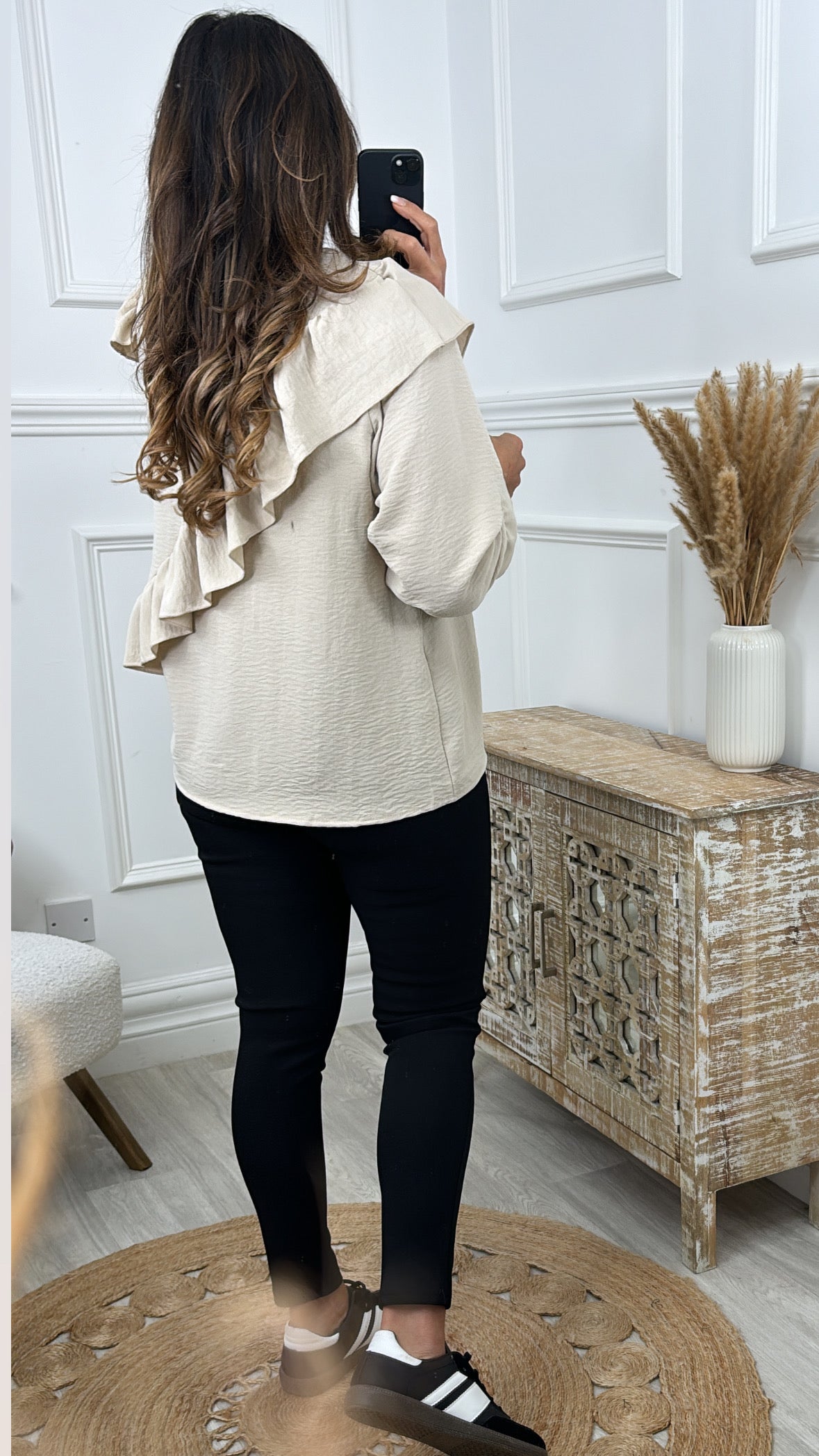 Kimberly Beige Frill Detail Blouse