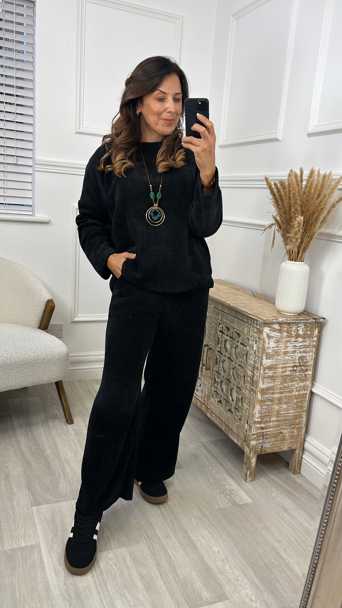 Brenda Black Velour Set