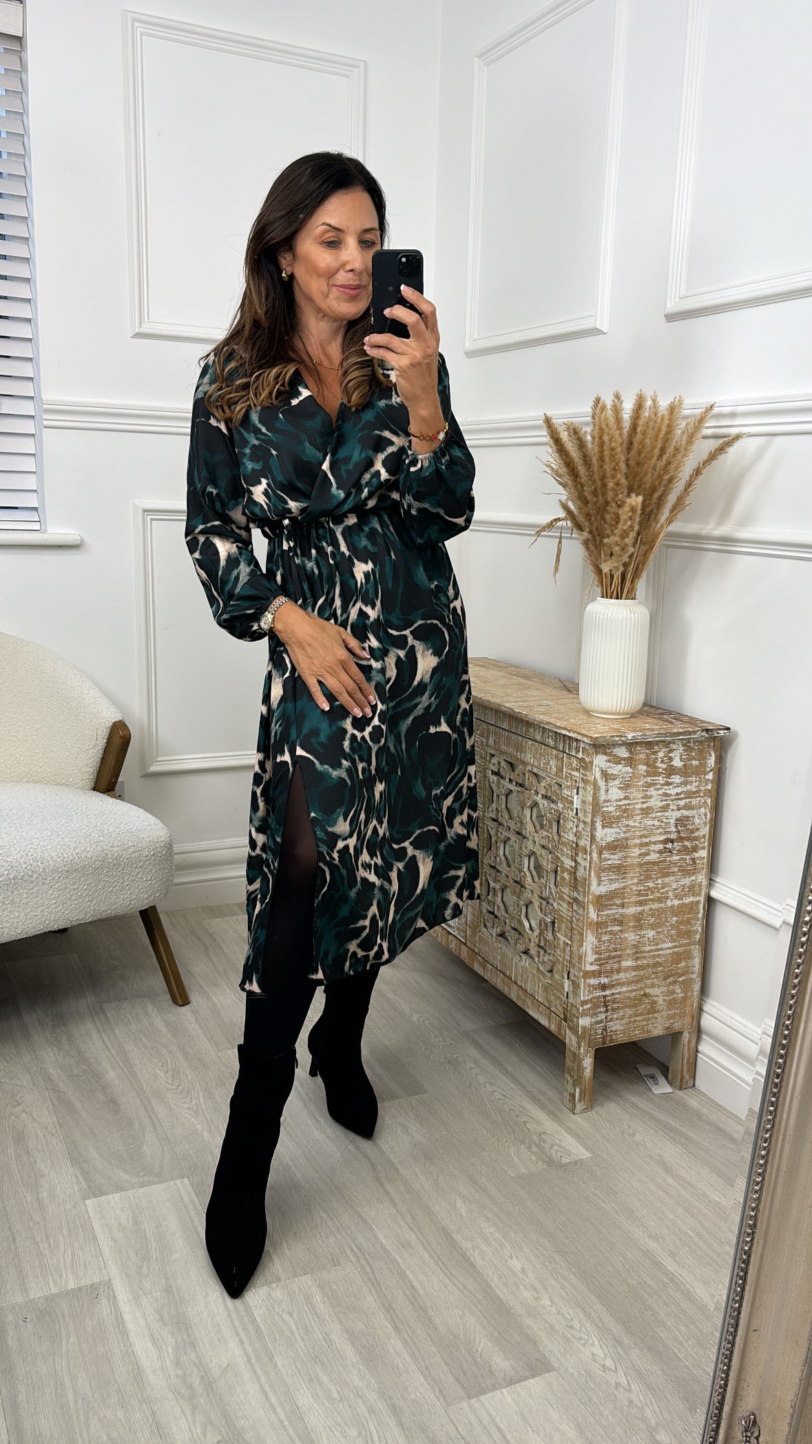 Emilia Teal Wrap Midi Dress