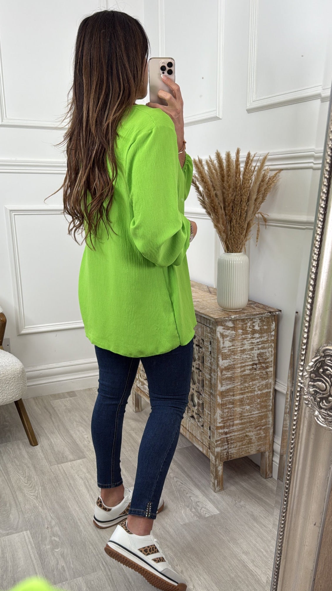 Evangeline Green Ruched Sleeve Top