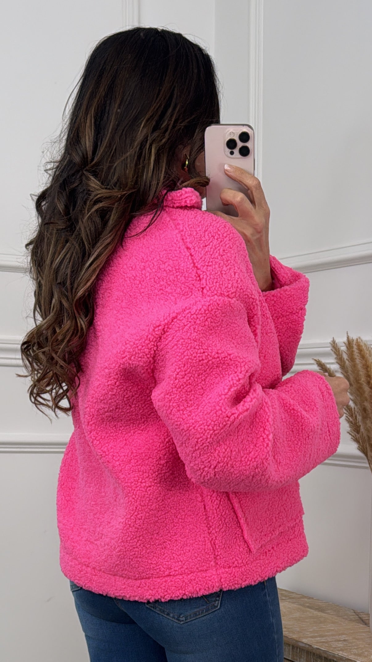 Stasia Fuchsia Teddy Fleece Jacket