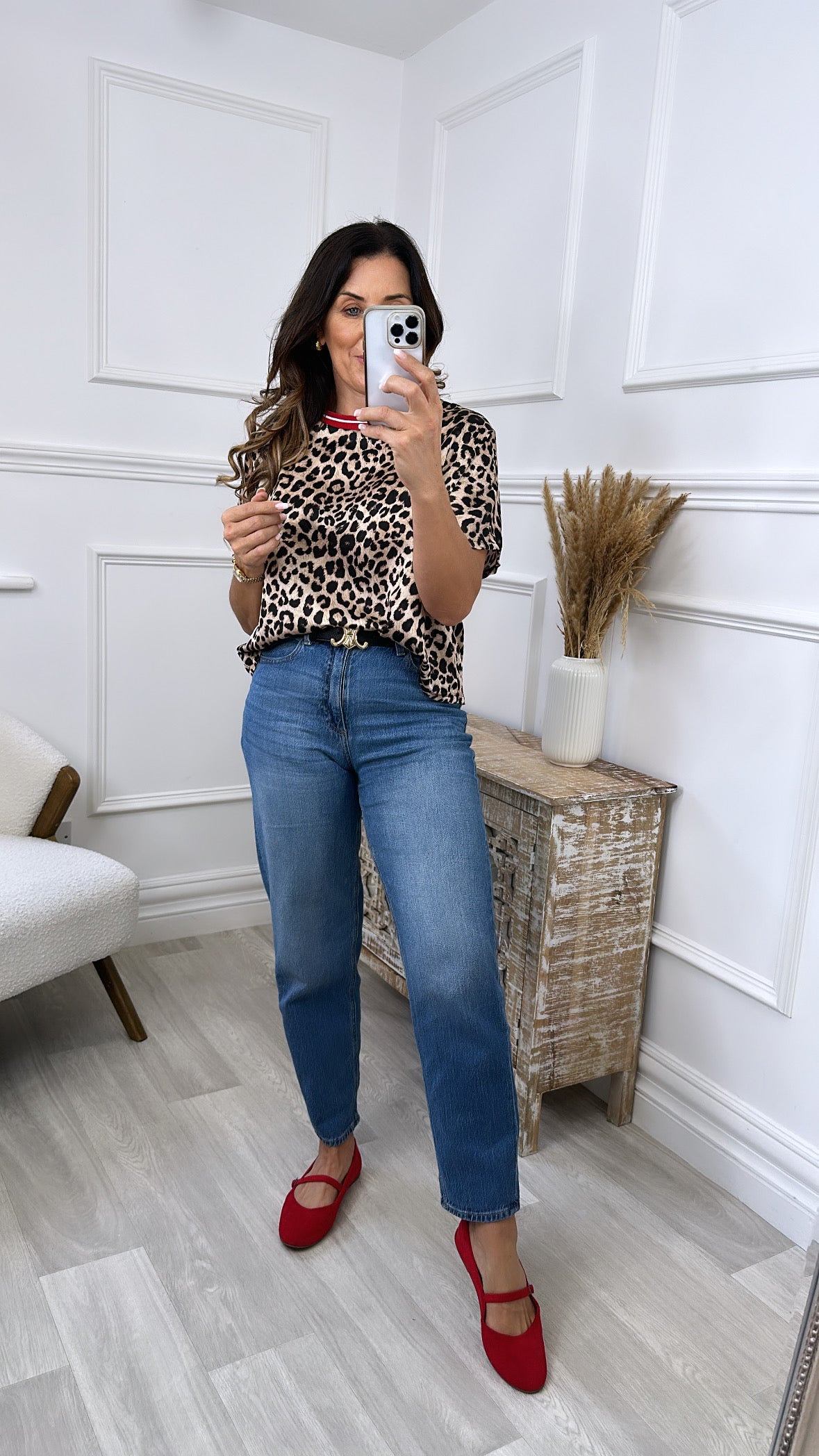 Ashley Red Trim Leopard Top