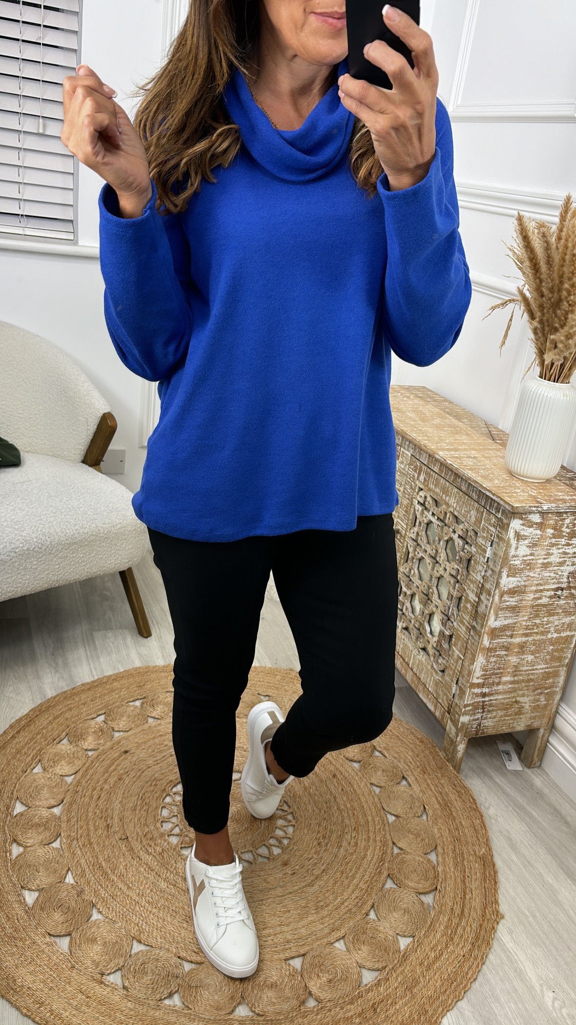 Natasha Royal Blue Cowl Neck Jumper