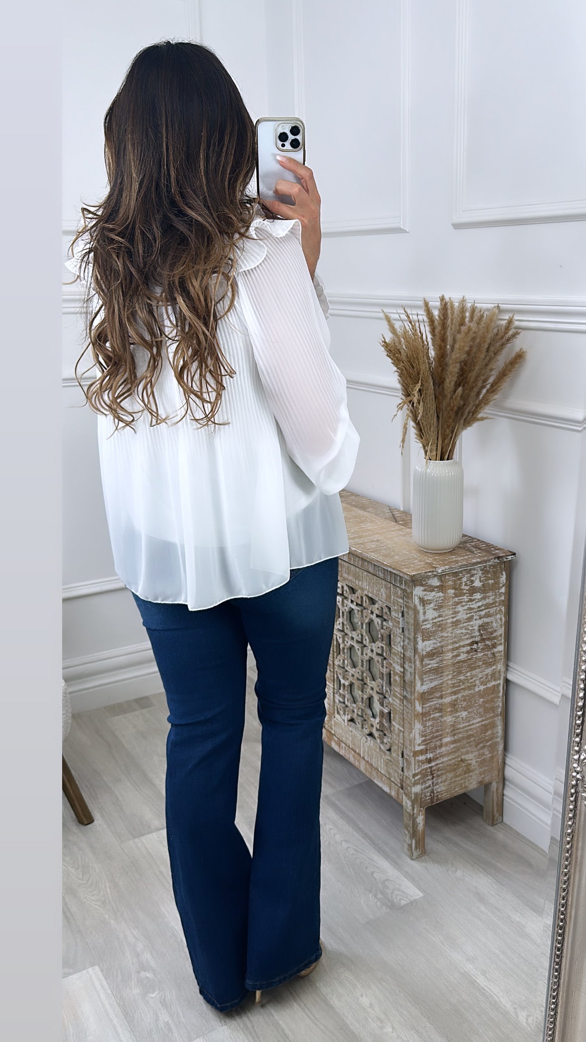 Indy Cream Ruffle Neck Blouse