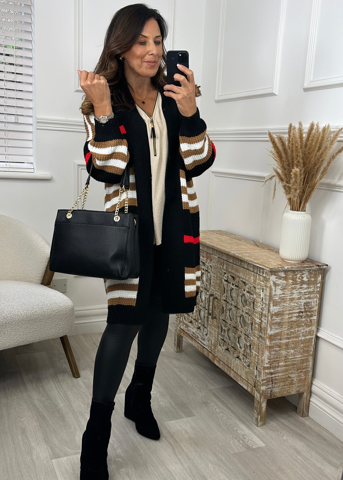 Bonnie Black Striped Longline Cardi