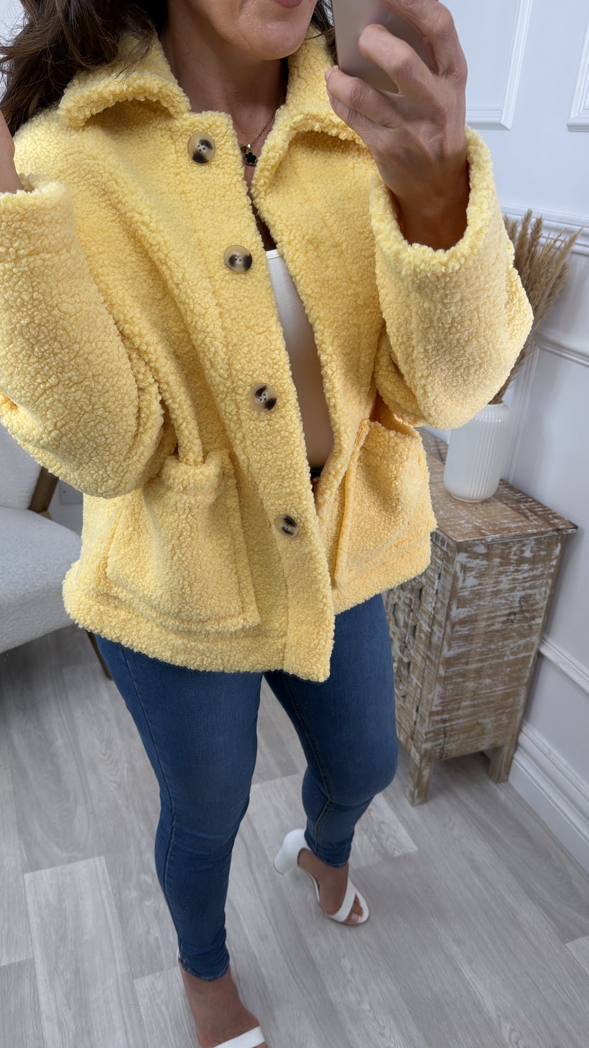 Stasia Yellow Teddy Fleece Jacket