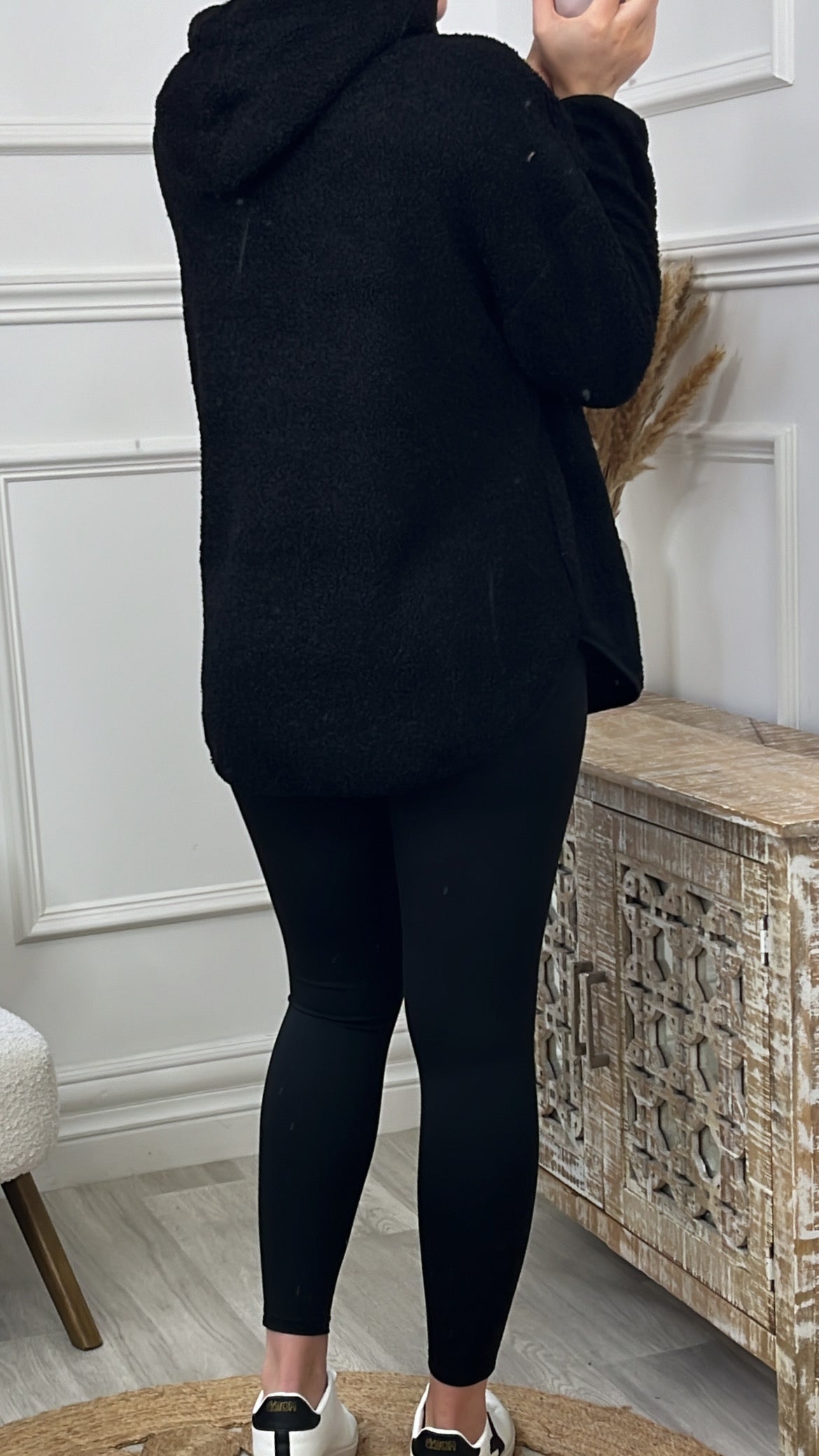 Ruth Black Teddy Half Zip Pullover