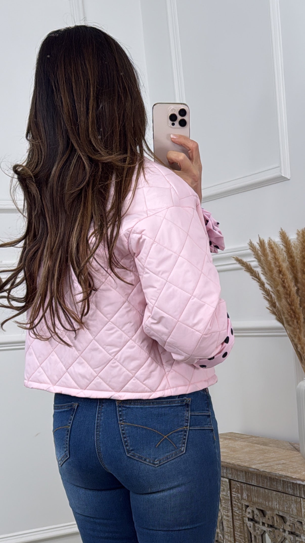 Blandine Baby Pink Polka Dot Lining Jacket