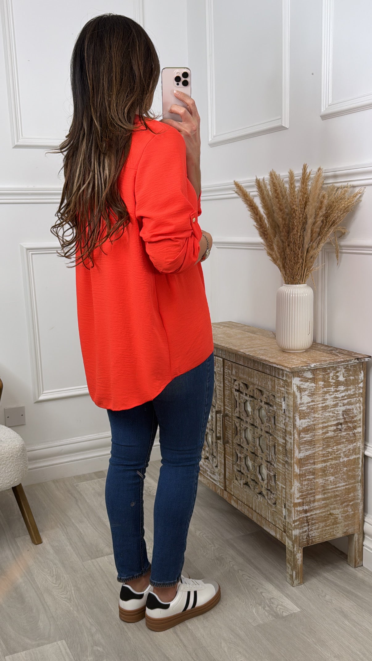 Jocasta Orange Zip Detail Top