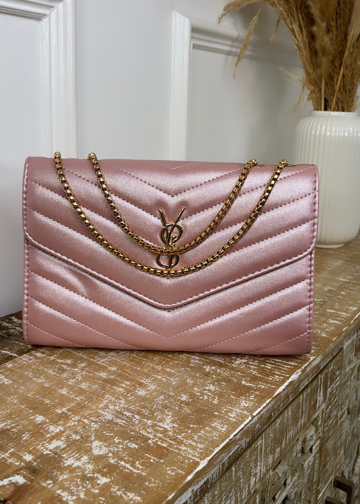 Sia Pearl Pink Quilted Bag