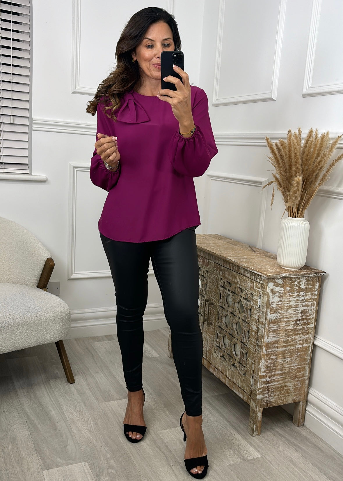 Magdalena Magenta Bow Blouse