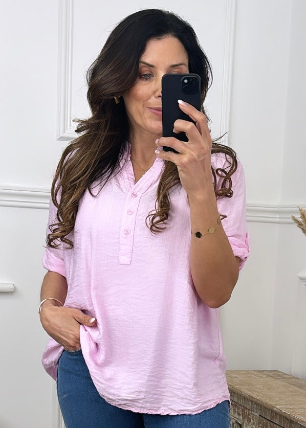 Suzan Pink Popover Blouse