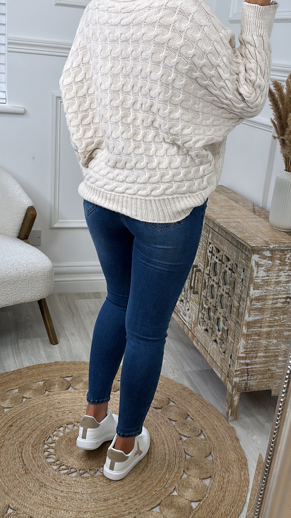 Marissa Beige Cable Knit Jumper