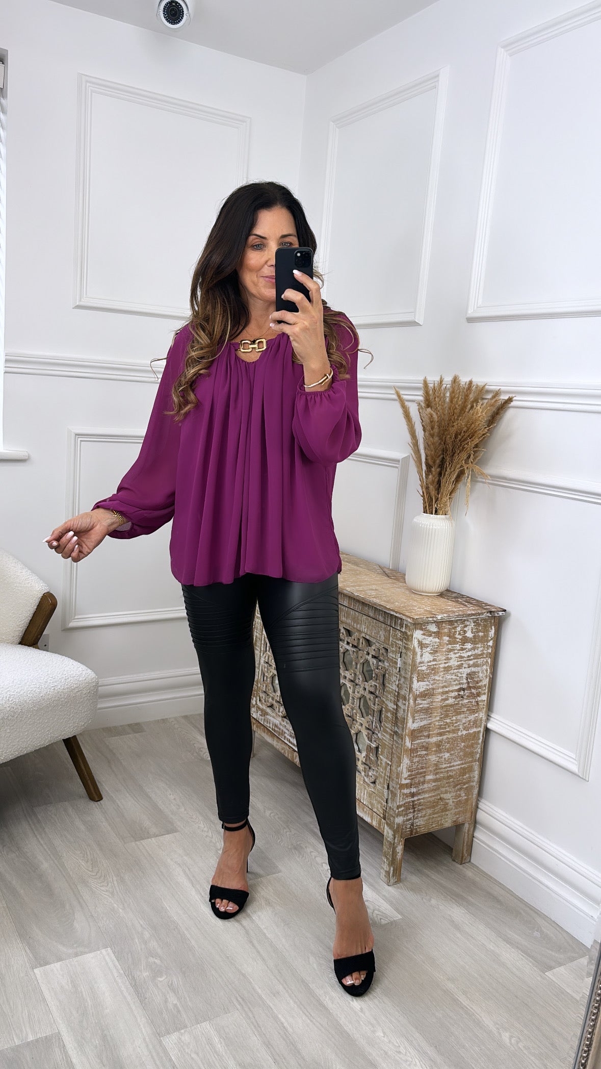 Sienna Purple Gold Buckle Blouse